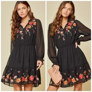 Black Embellished Long Sleeve Dress Savanna Jane NWT